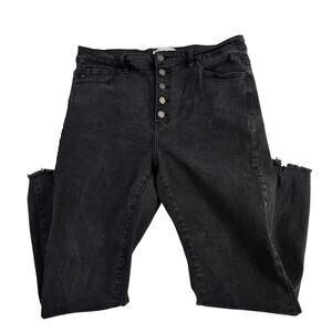 Kancan Gris‎ High Rise Super Skinny Jeans button fly black size XL womens 6938